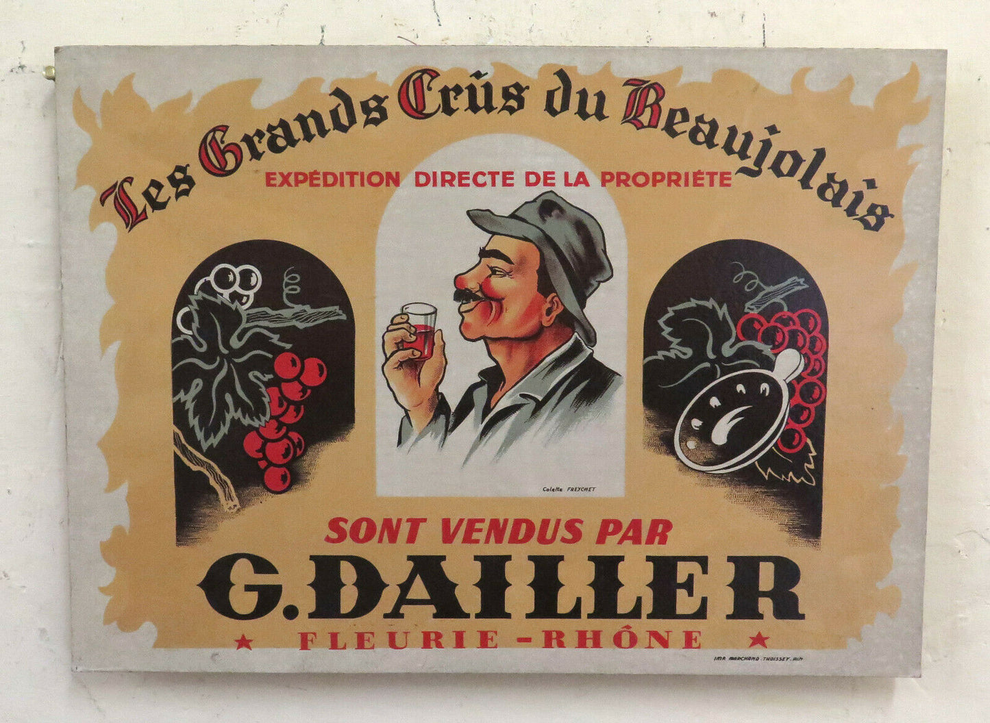 OLD ADVERTISING POSTER Les Grands crus du beaujolais BM41