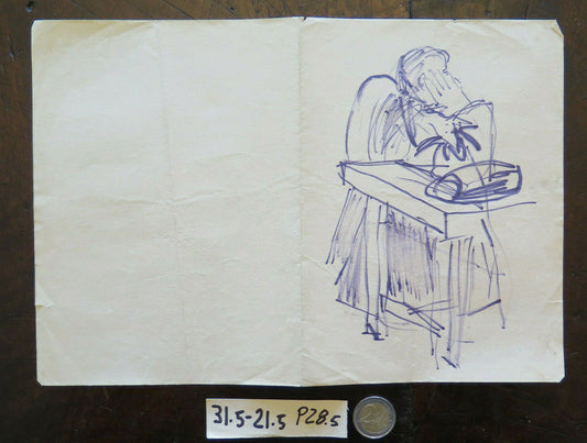 DISEGNO BOZZETTO SU CARTA DI G. PANCALDI STUDIO PER FIGURA MASCHILE SEDUTA P28.5