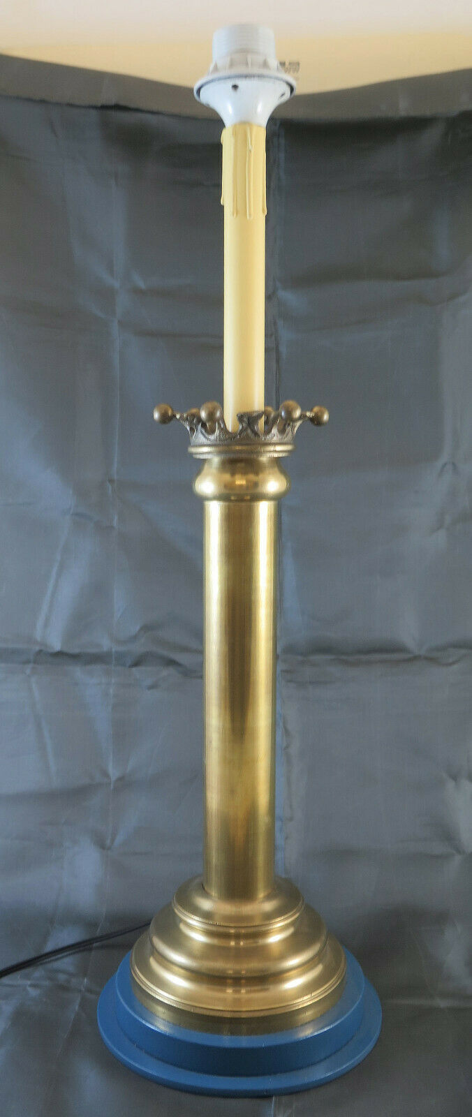 LARGE VINTAGE TABLE LAMP IN BRASS ABAT JOUR HANDMADE CH2 