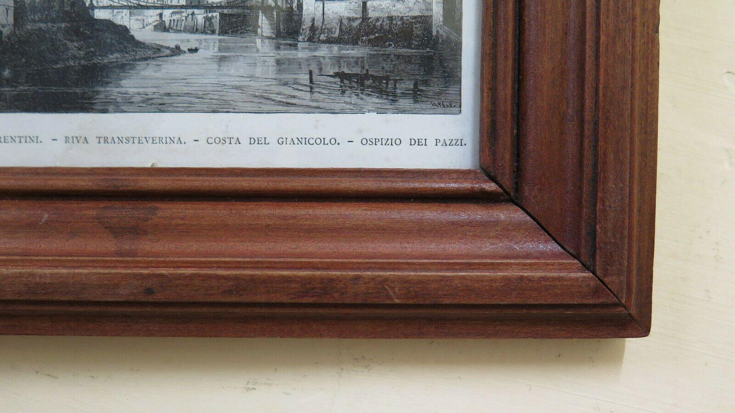25x18 cm CORNICE DI LEGNO VINTAGE PER QUADRI PICCOLA STAMPA IN OMAGGIO CH15 - Belbello Antiques