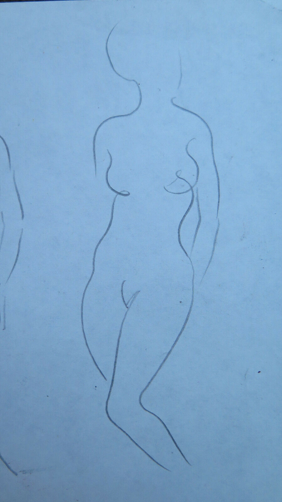 DUE VECCHI DISEGNI BOZZETTI STUDIO NUDO FEMMINILE RITRATTO MATITA SU CARTA P28.6