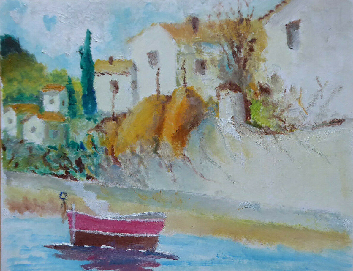 DELIGHTFUL SEA VIEW OLD SMALL PAINTING SPAIN OIL MD1 