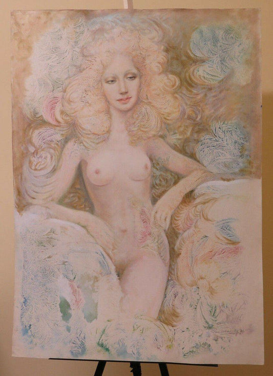 QUADRO NUDO FEMMINILE MODERNO ANNI '80 QUADRO FIRMATO DIPINTO POP ART P33.2 - Belbello Antiques