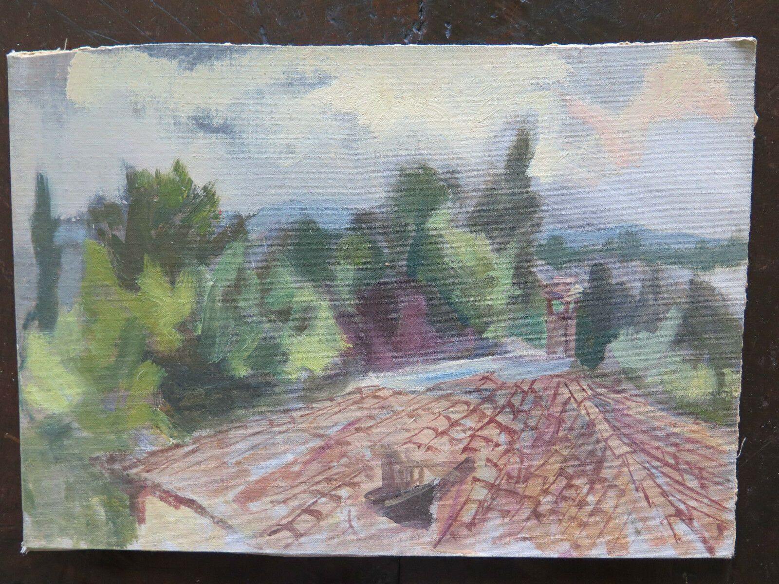 QUADRO IN STILE IMPRESSIONISTA DIPINTO PAESAGGIO AD OLIO SU TAVOLA ORIGINALE p16 - Belbello Antiques