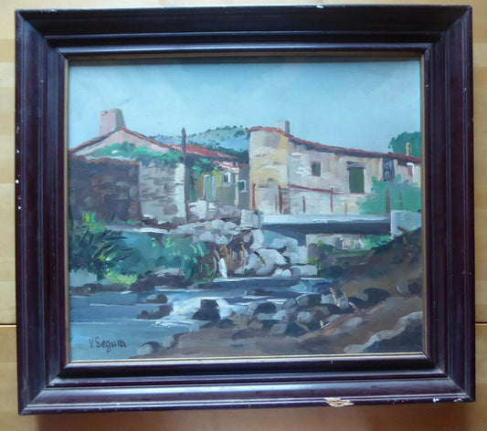 VICENTE SEGURA 1930-2015 OIL PAINTING ON CANVAS SIGNED SPAIN EUROPE COUNTRYSIDE MD8 