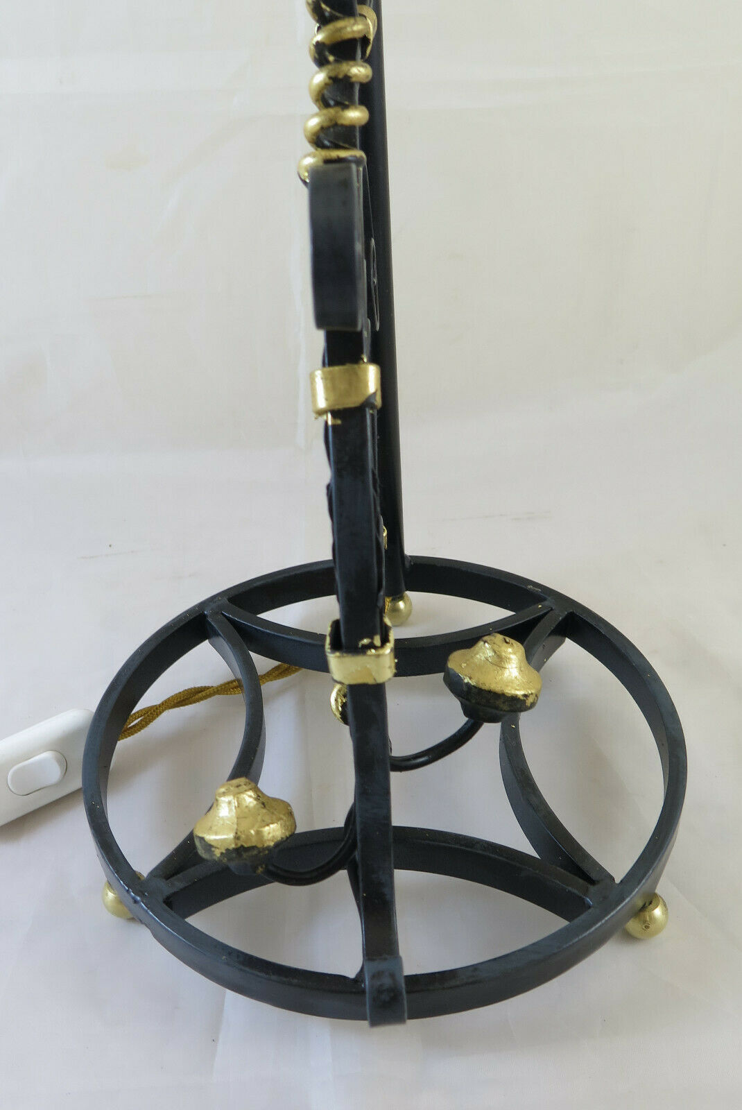 ABAT-JOUR VINTAGE WROUGHT IRON LIVING ROOM DESK TABLE LAMP CH31 