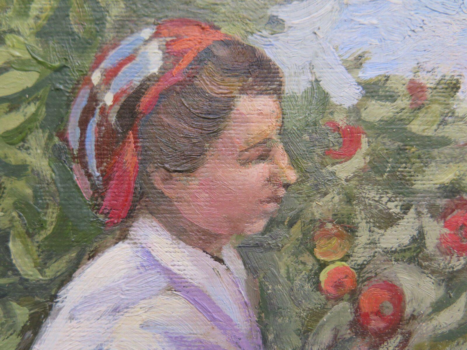 ANTICO DIPINTO PAESAGGIO DI CAMPAGNA RACCOLTA FRUTTA QUADRO DEL 900 ANTICO - Belbello Antiques