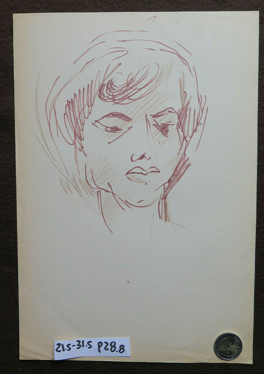 DISEGNO SU CARTA RITRATTO FEMMINILE BOZZETTO SCHIZZO STUDIO PITTORE P28.8