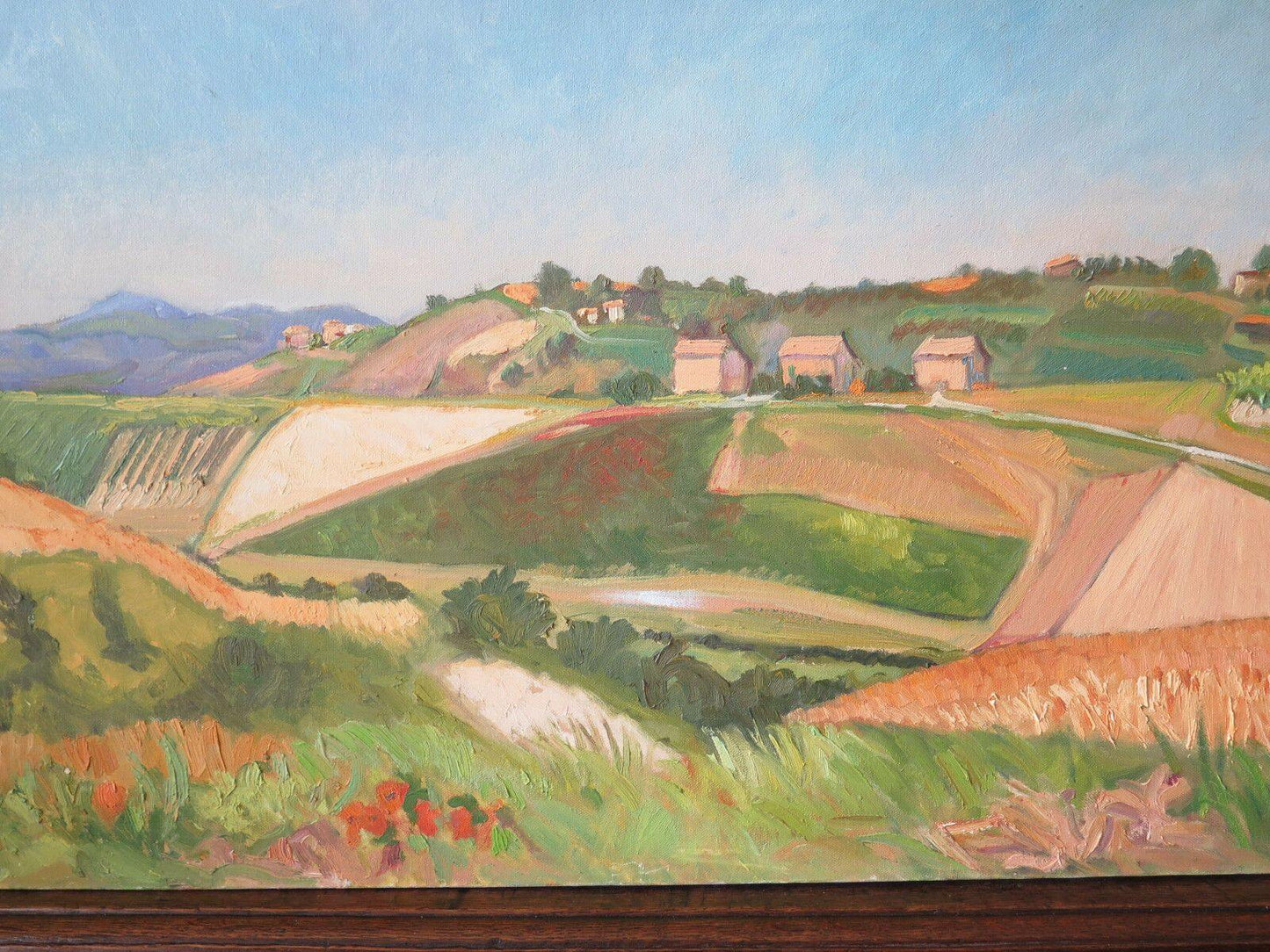 PAESAGGIO CAMPAGNA DIPINTO OLIO SU TELA DAL MAESTRO PITTORE PANCALDI VINTAGE P22 - Belbello Antiques