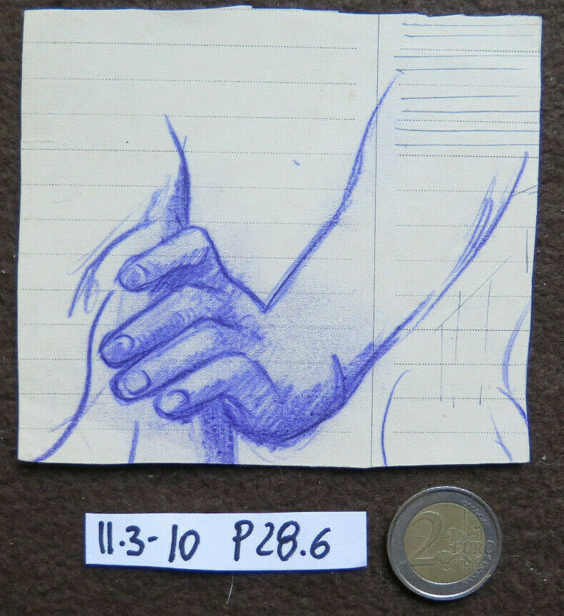 DISEGNO ANTICO CON STUDIO PER CORPO UMANO 1940 CIRCA MATITA SU CARTA MANI P28.6 - Belbello Antiques