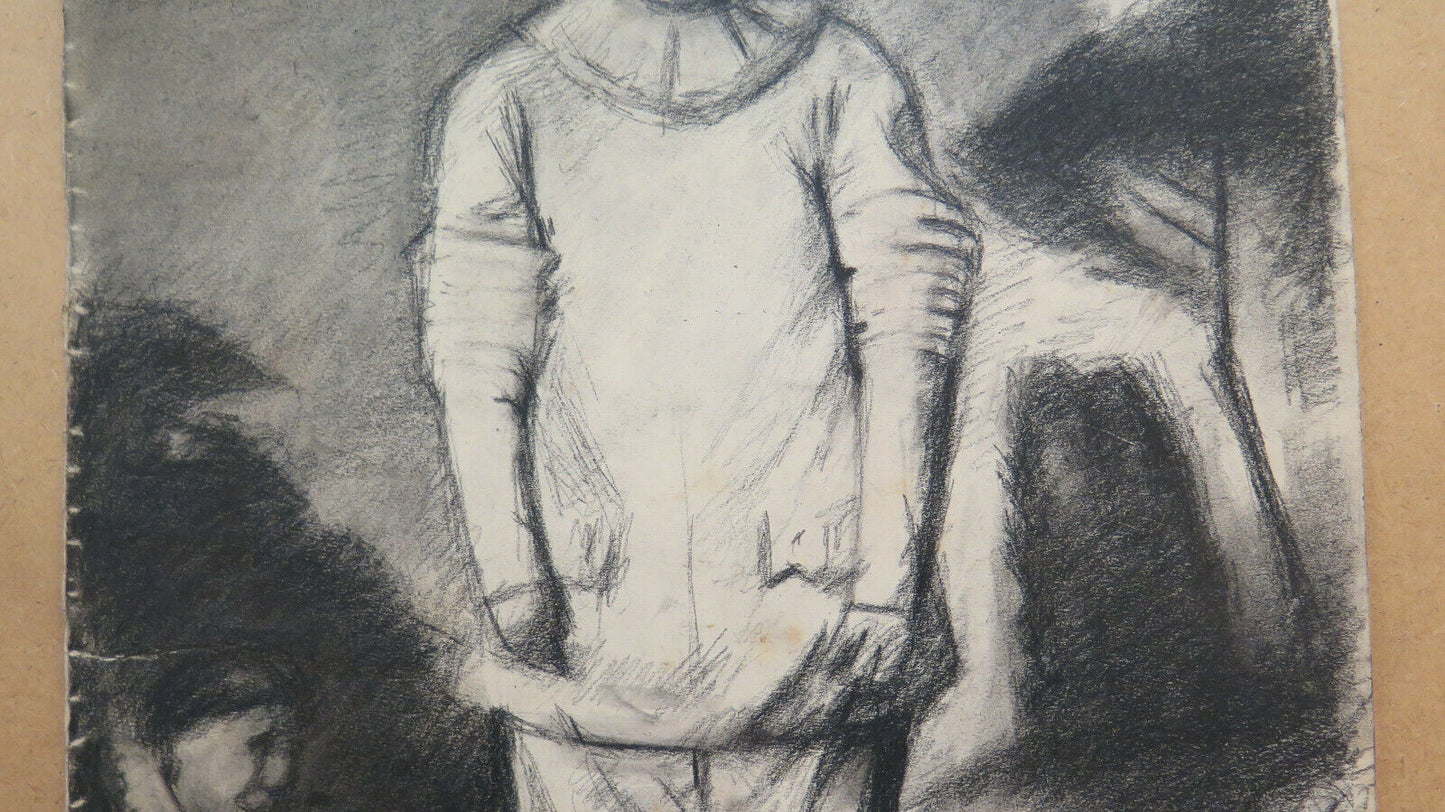 GRANDE DISEGNO ANTICO ISPIRATO WATTEAU PIERROT Pierre Duteurtre DUT BM53.1 F