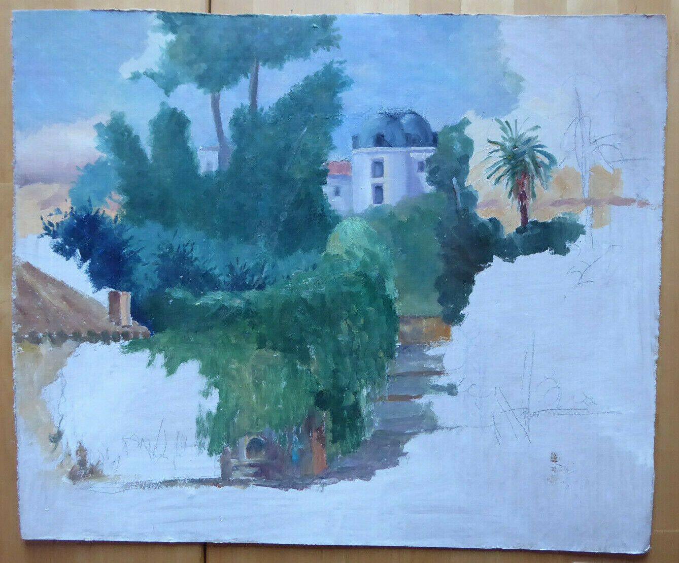 QUADRO NON FINITO VEDUTA CITTADINA SPAGNA VINTAGE PITTORE VICENTE SEGURA 900 MD4 - Belbello Antiques