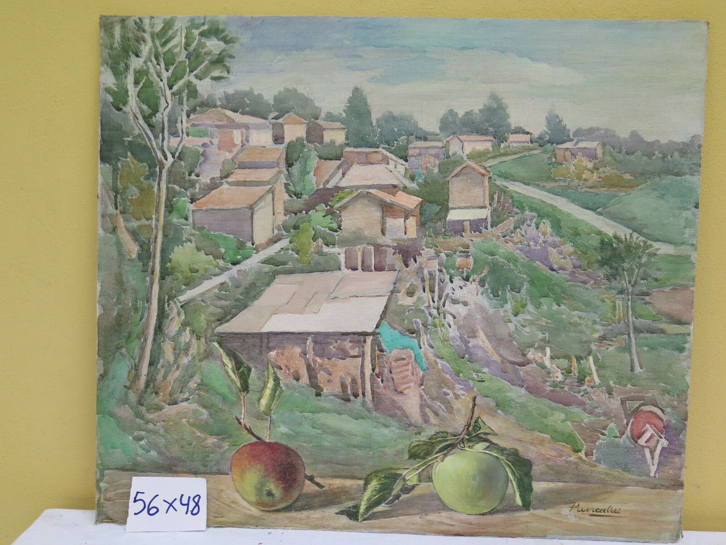 QUADRO ANTICO DIPINTO FIRMATO PAESAGGIO DI CAMPAGNA Antique painting landscape