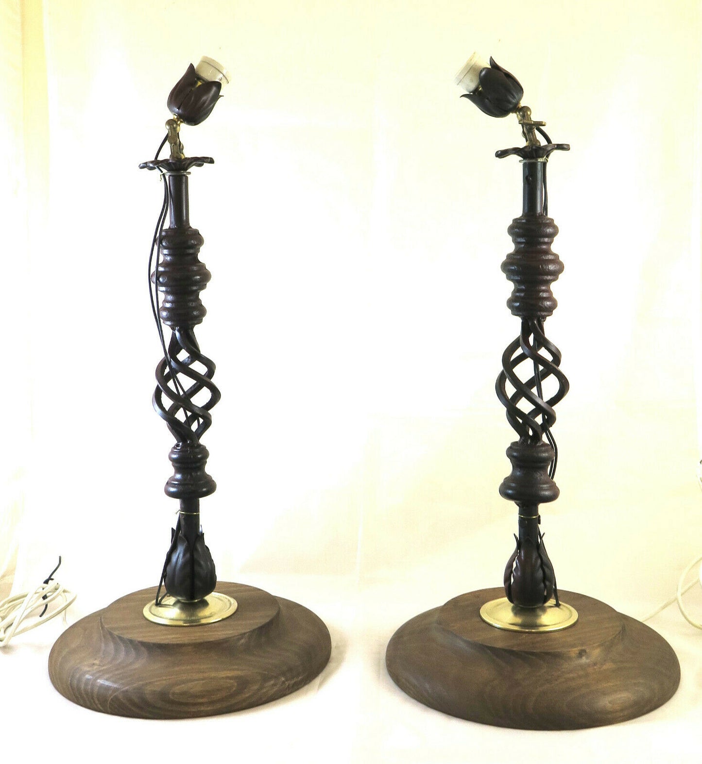 PAIR OF ABAT-JOUR VINTAGE HANDMADE TABLE DESK LAMPS QUALITY CH31 