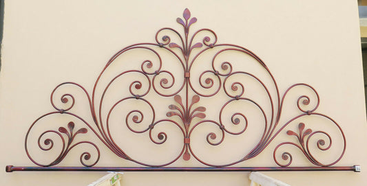 VINTAGE PEACOCK TAIL HEADBOARD FOR DOUBLE BED IN WROUGHT IRON 14 