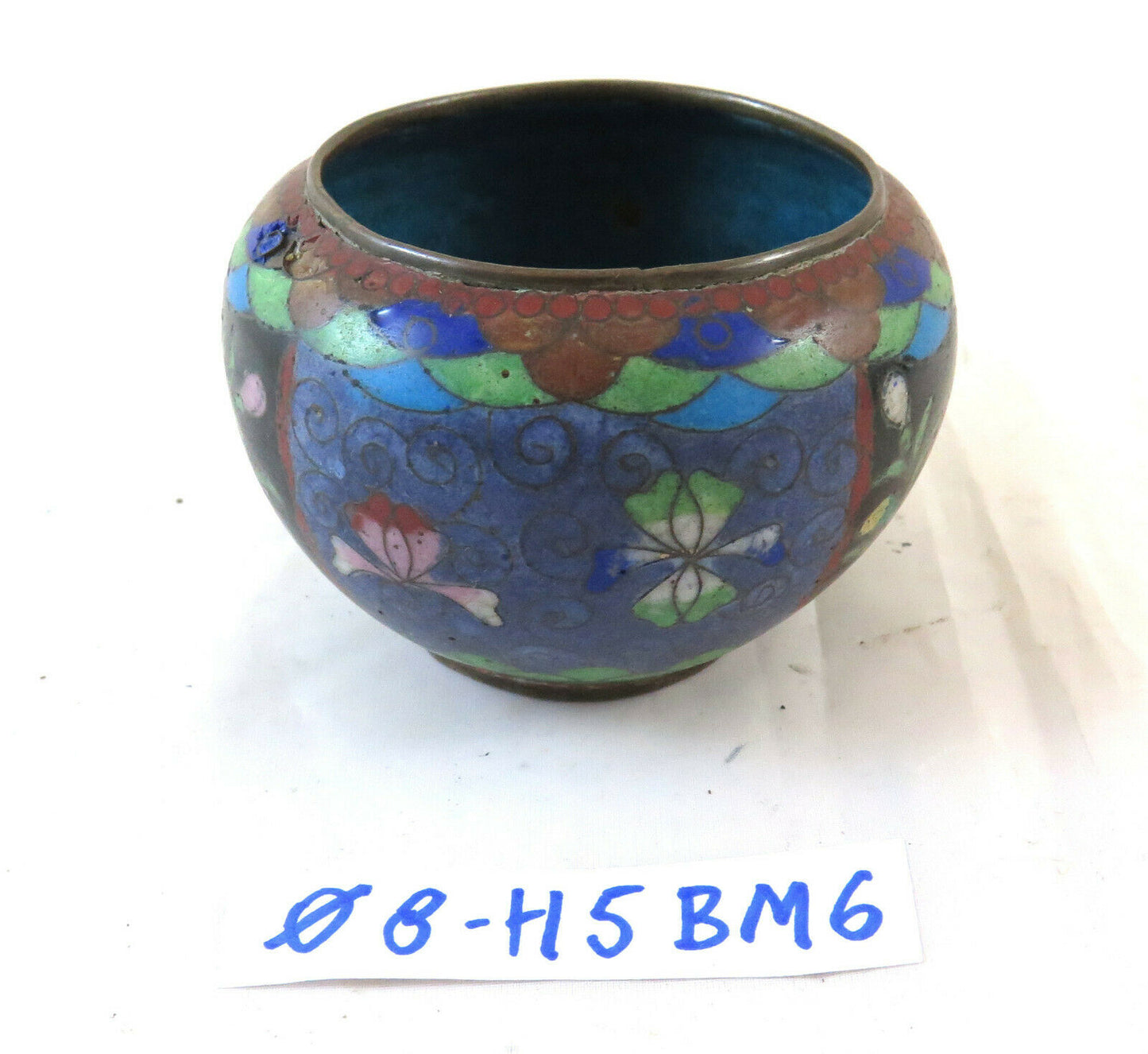 COLLEZIONE DI CLOISONNÉ ANTICHI VASETTI PORTACANDELA COPPE CINA CLOISONE BM6