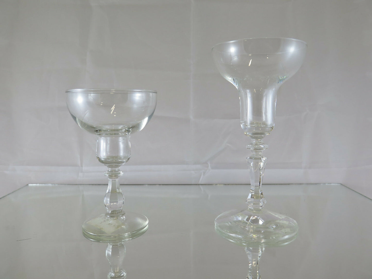 TWO ANTIQUE GLASS CANDLE HOLDERS DECò DECO' VINTAGE CANDLESTICK R45