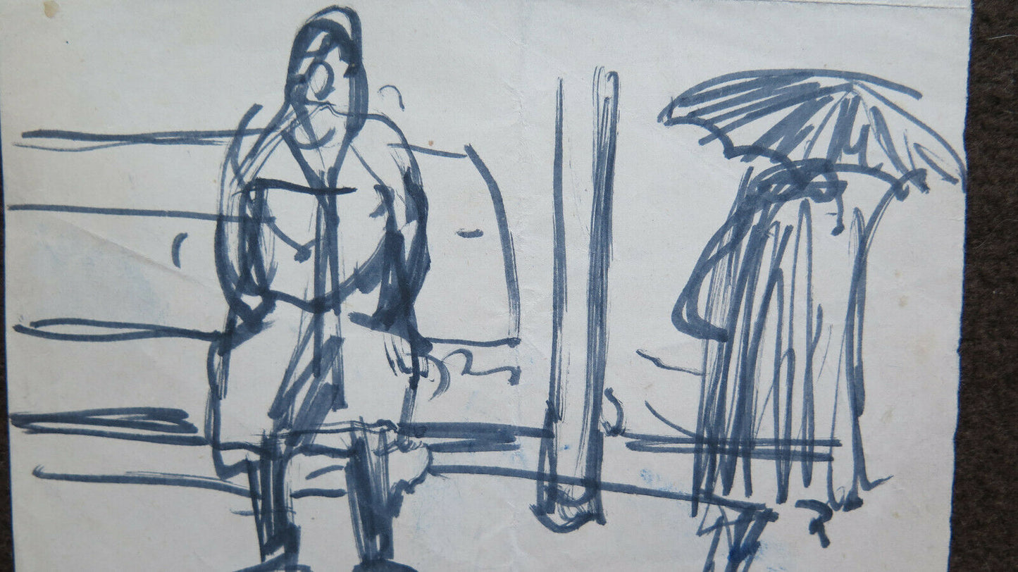 OLD MARKER DRAWING PAPER SKETCH STUDY HUMAN FIGURES PAINTING P28.5 