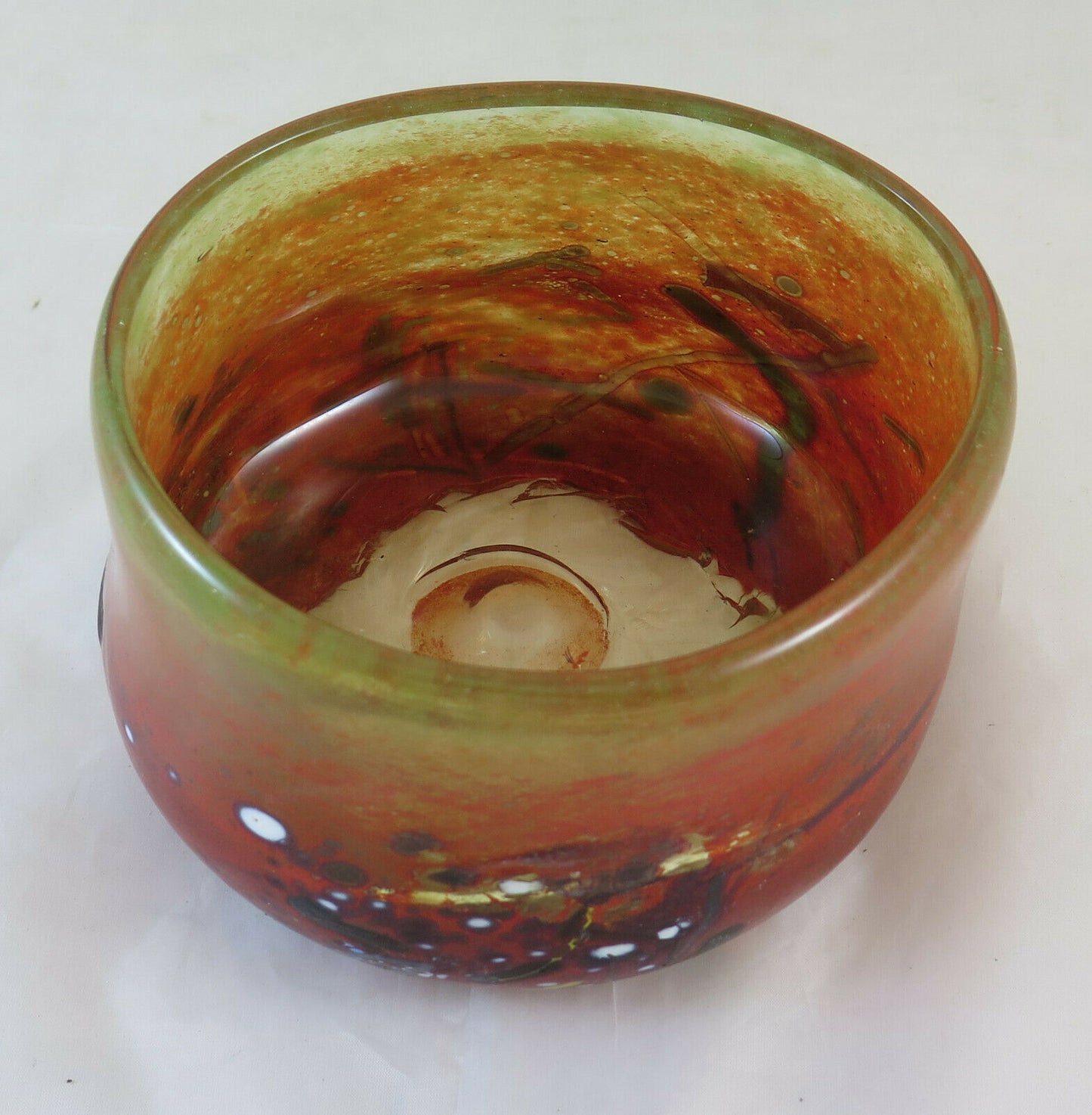 VINTAGE GLASS CUP BOWL CENTERPIECE HANDMADE GLASS VASE BM11 