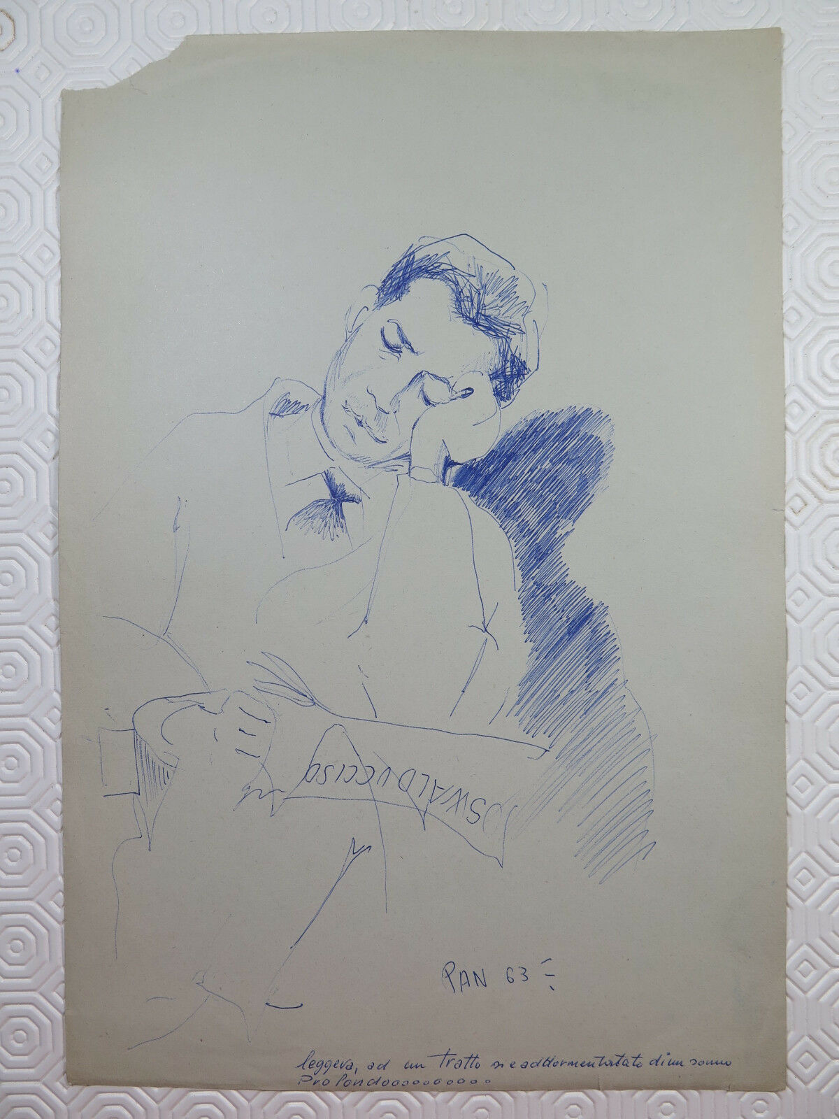 OLD ARTIST'S PREPARATORY STUDY SIGNED SKETCH OF MALE PORTRAIT P28