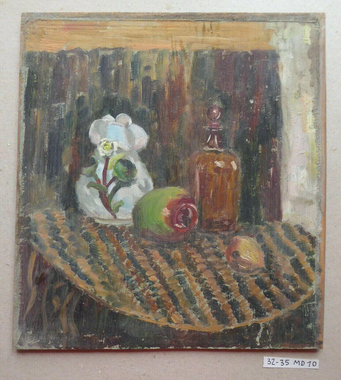 32x35cm PICCOLO QUADRO AD OLIO NATURA MORTA INIZIO SECOLO OLIO SU TAVOLA MD10 - Belbello Antiques