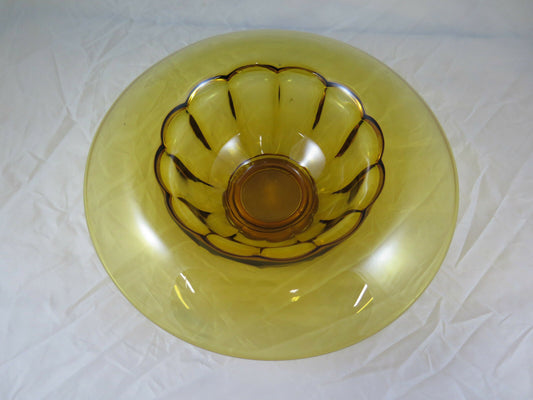 CENTROTAVOLA COPPA IN VETRO GIALLO DI EPOCA DECO' PRIMO NOVECENTO ORIGINALE r9