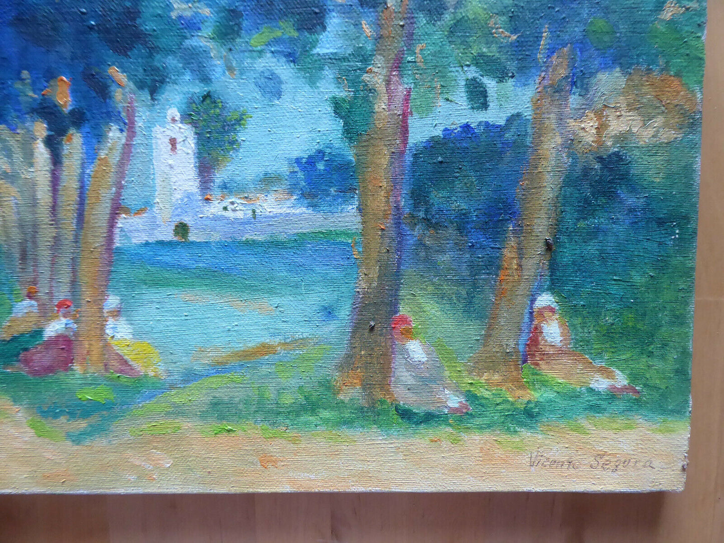 QUADRO VINTAGE PAESAGGIO ANDALUCIA IN STILE IMPRESSIONISTA FIRMATO SEGURA MD7