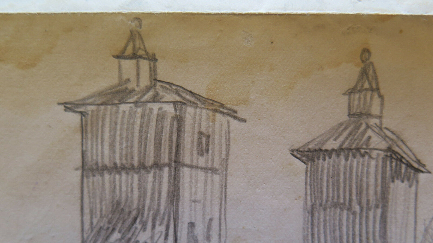 DISEGNO ANTICO SUL RETRO DI UNA CAMBIALE BOZZETTO STUDIO PREPARATORIO P28.4