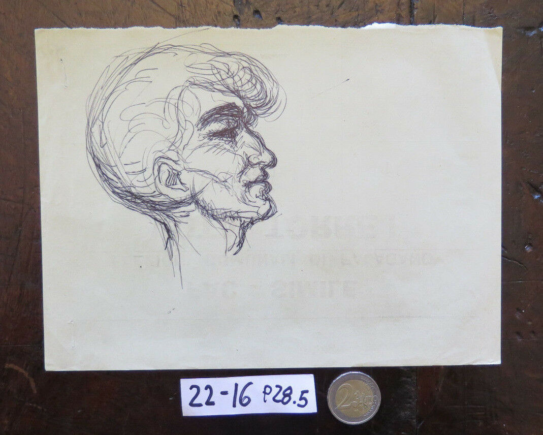 DISEGNO VINTAGE BOZZETTO PREPARATORIO AUTORE G. PANCALDI RITRATTO PROFILO P28.5