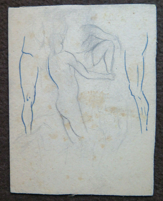 DISEGNO ANTICO CON STUDIO PER CORPO UMANO 1940 CIRCA MATITA SU CARTA P28.6 - Belbello Antiques