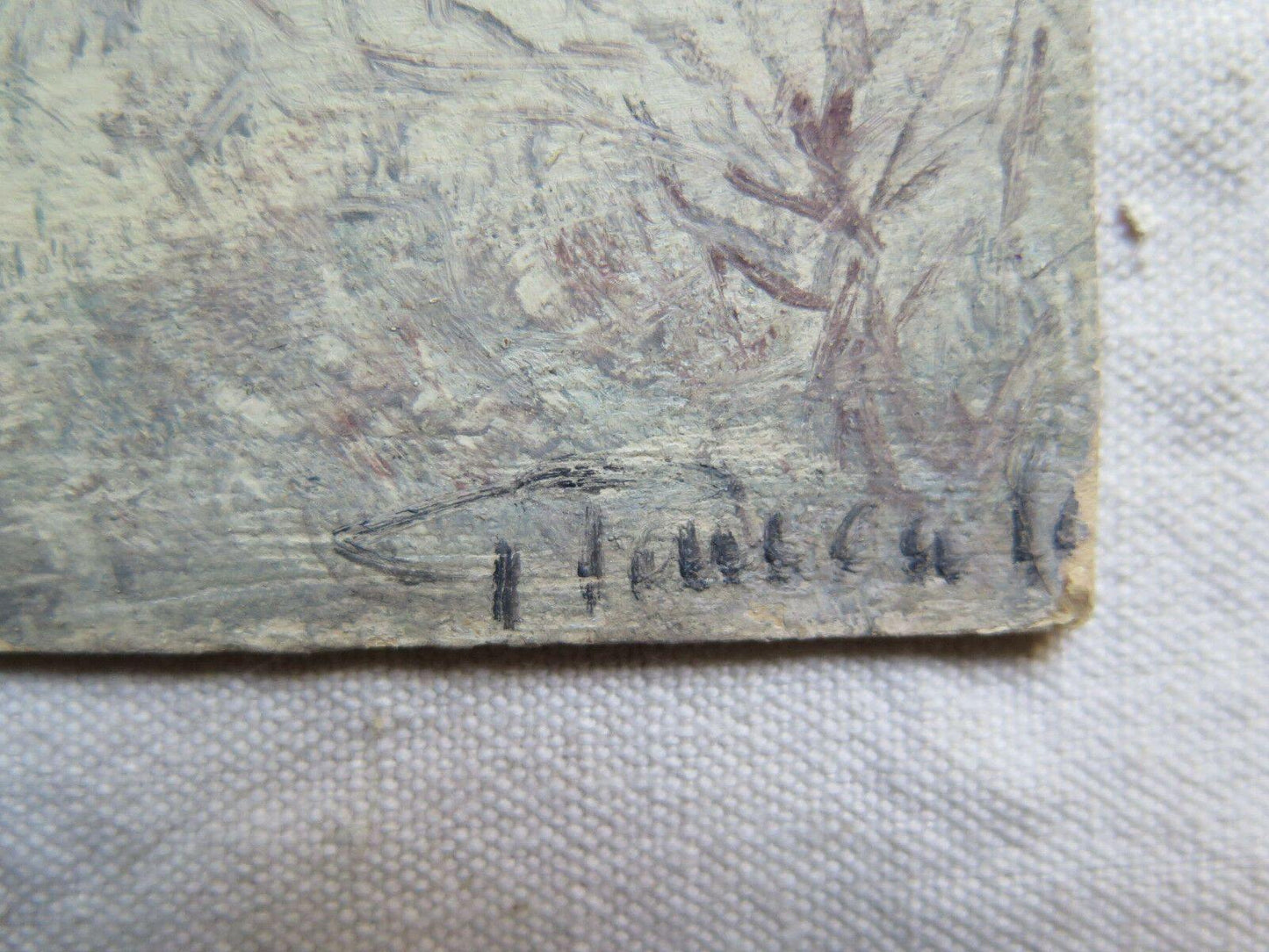 PAESAGGIO INVERNALE PICCOLO QUADRO DIPINTO OLIO SU TAVOLA FIRMATO ORIGINALE p9 - Belbello Antiques