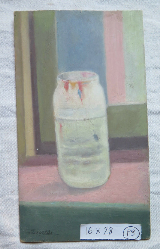 QUADRO MODERNO 1960 DIPINTO AD OLIO SU TAVOLA STILE GIORGIO MORANDI PANCALDI p9