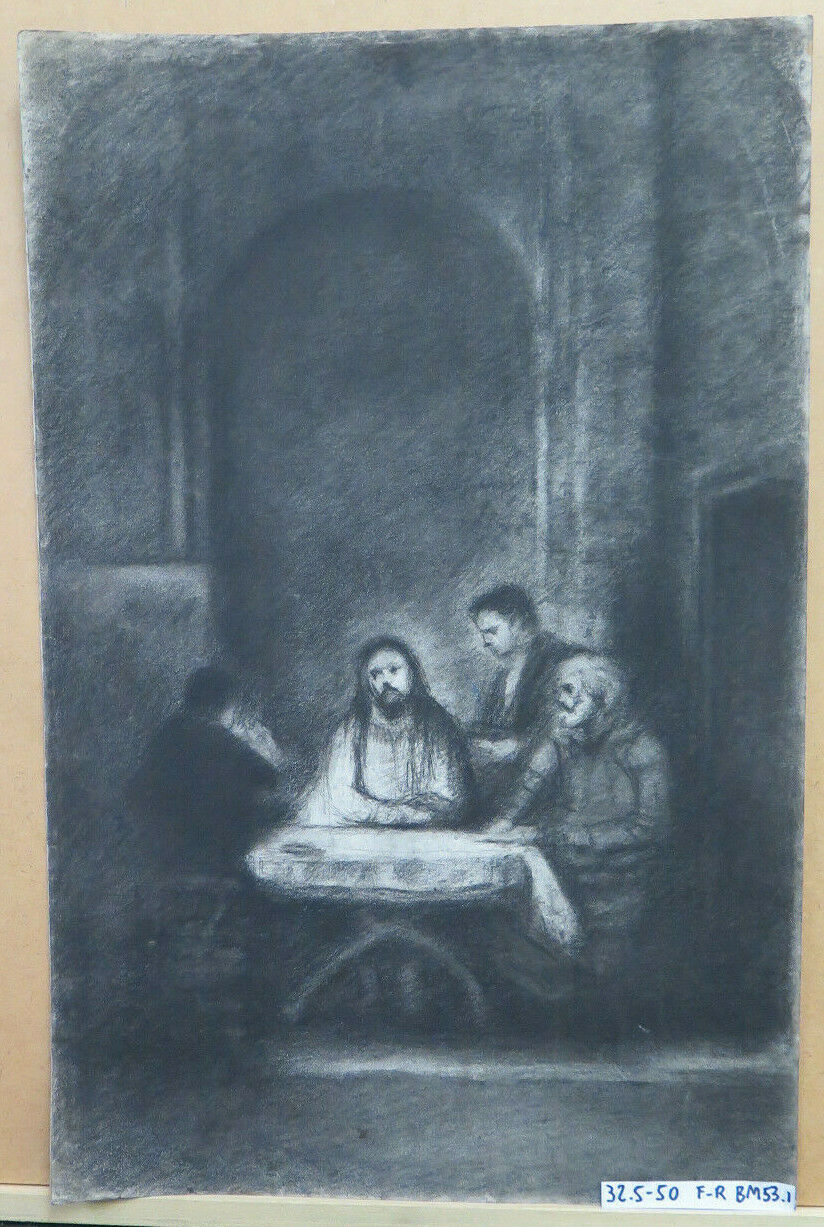 GRANDE DISEGNO ANTICO GESÙ E APOSTOLI OPERA PITTORE Pierre Duteurtre DUT BM53.1