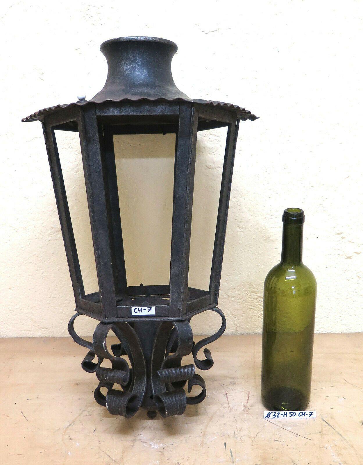 LAMPIONE IN FERRO BATTUTO FORGIATO A MANO LANTERNA VINTAGE LAMPADARIO CH - Belbello Antiques