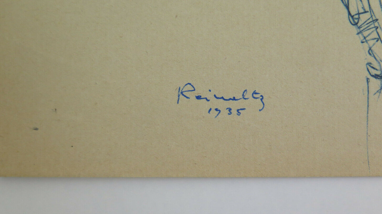 ANTIQUE DRAWING CHILDREN'S SKETCH SCHOOL PEN PAPER SIGNED REINOLTZ 1935 BM53.2