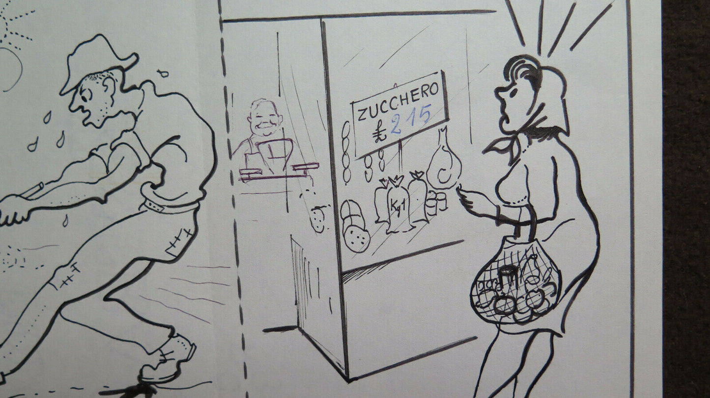 DUE DISEGNI BOZZETTI VINTAGE OPERA DEL PITTORE GAETANO PANCALDI FUMETTI P28.7