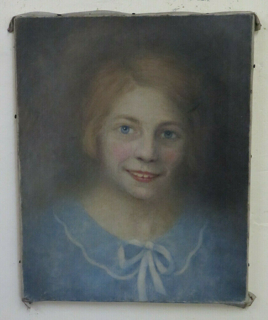 ANTIQUE PORTRAIT OIL PAINTING SIGNED Juliette Joudrier FRANCE 19th century BM40