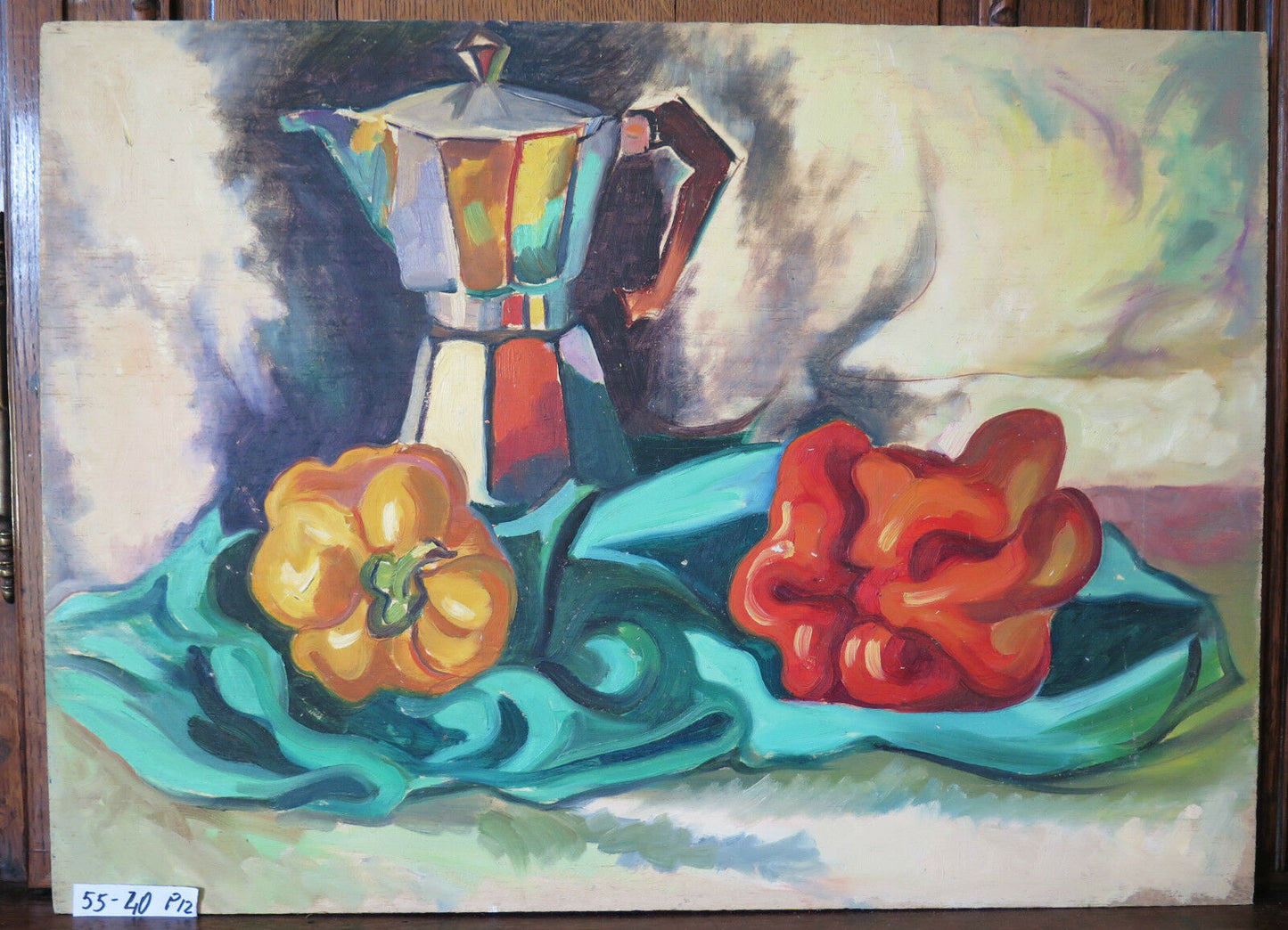 COLORFUL STILL LIFE FROM THE SIXTY'S OIL PAINTING ON TABLE WITH GUARANTEE p12