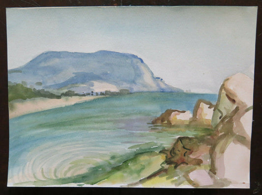 PAINTING IN WATERCOLOR LANDSCAPE SEA VIEW PAINTER G. PANCALDI P14