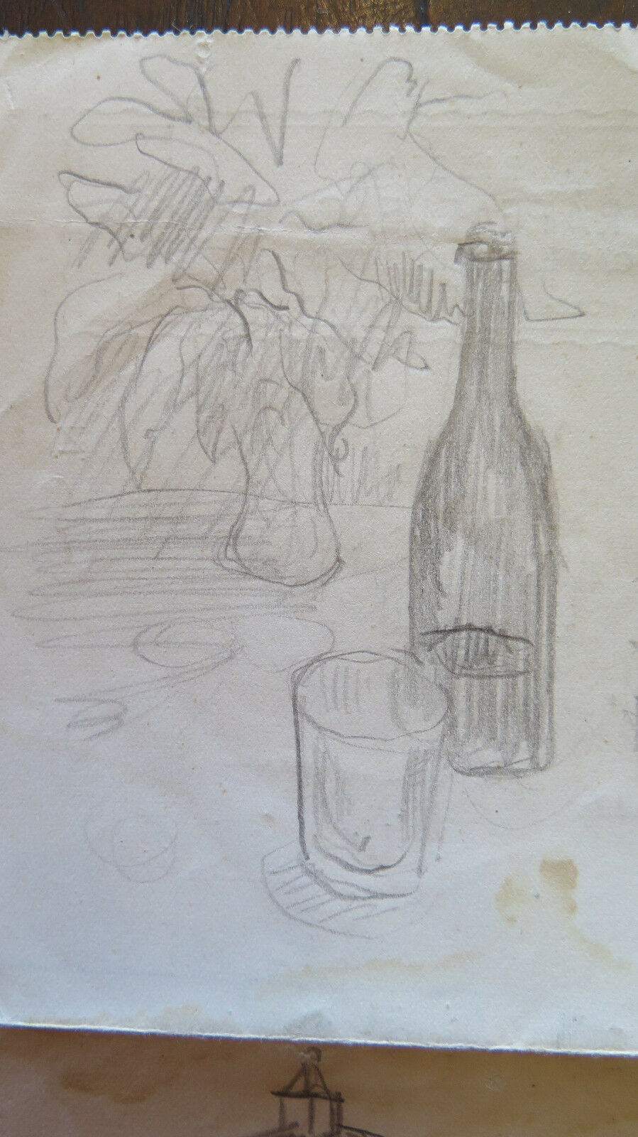 DISEGNO ANTICO SUL RETRO DI UNA CAMBIALE BOZZETTO STUDIO PREPARATORIO P28.4