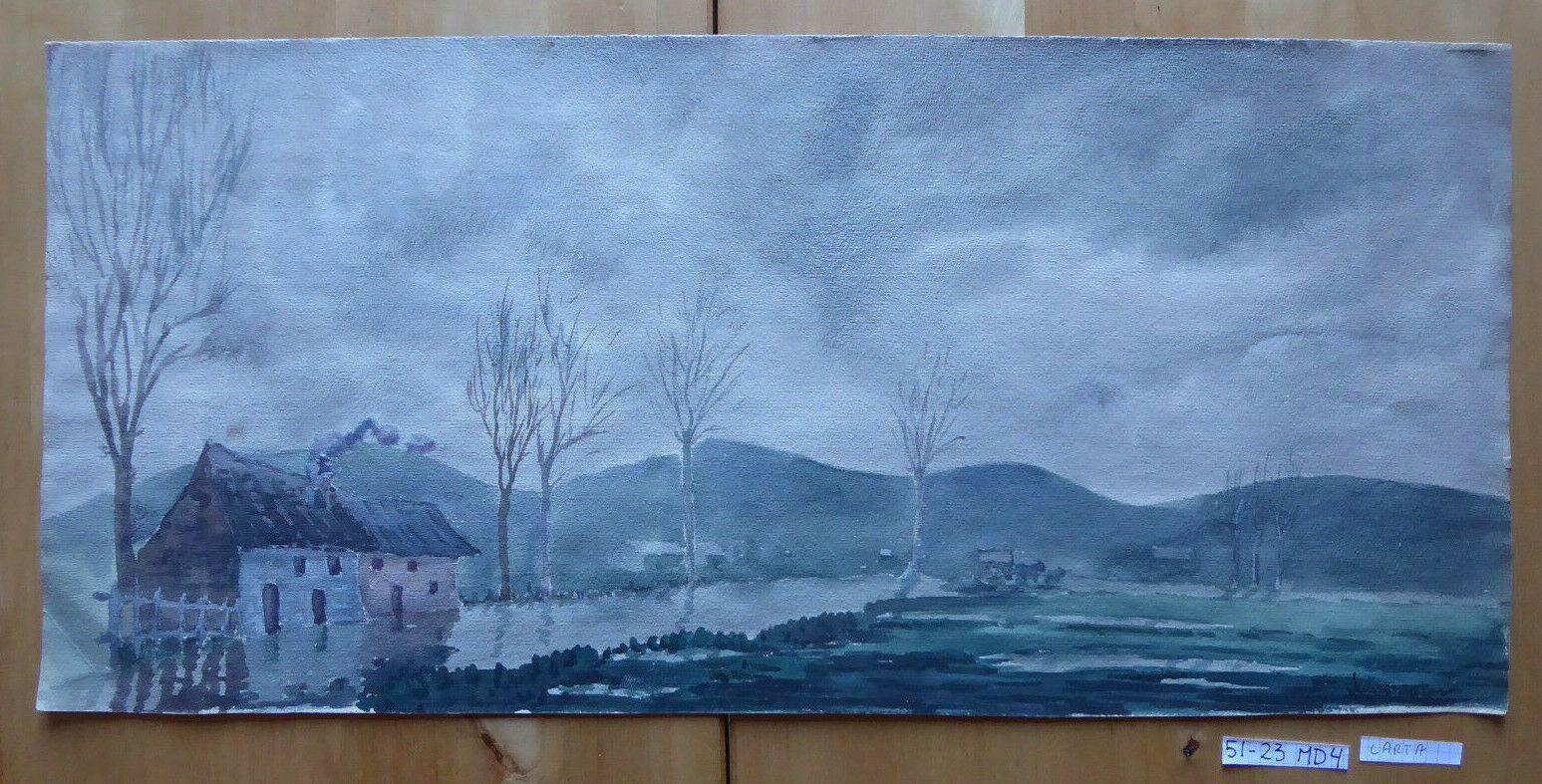 CUPO PAESAGGIO DI CAMPAGNA VECCHIO DIPINTO SPAGNOLO SPAGNA FIRMATO QUADRO MD4 - Belbello Antiques