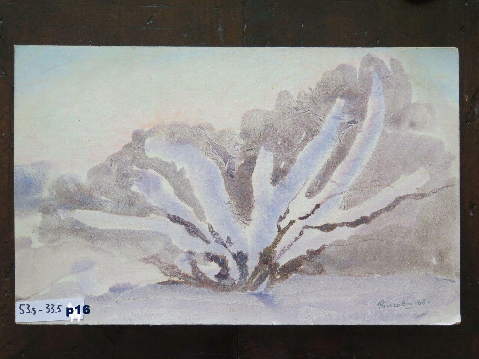 PAESAGGIO INVERNALE CON NEVE EFFETTO GELO QUADRO MODERNO ANNI 60 ORIGINALE p16 - Belbello Antiques