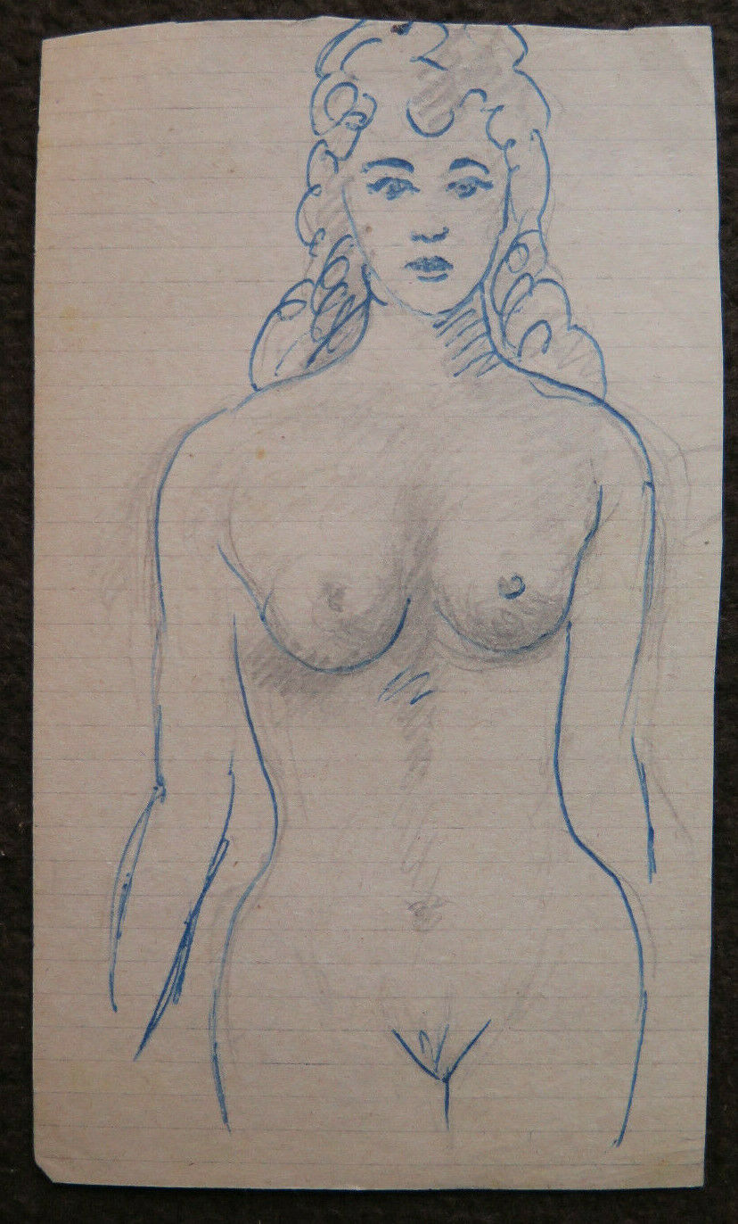 DISEGNO ANTICO NUDO STUDIO PER CORPO UMANO 1940 CIRCA MATITA SU CARTA P28.6 - Belbello Antiques