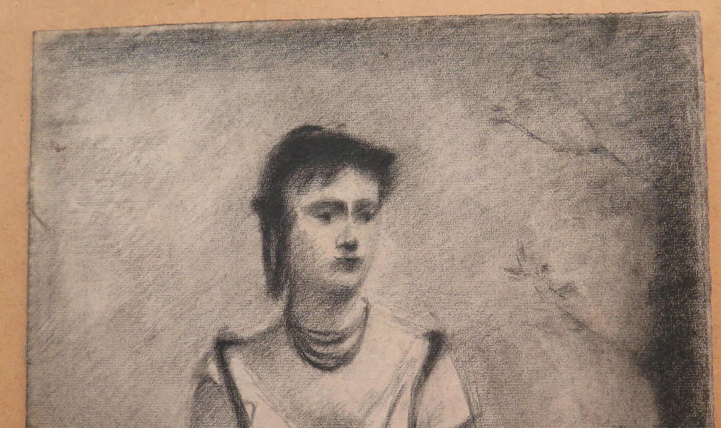 ANTIQUE DRAWING PORTRAIT OF YOUNG LADY ARTIST FRANCE Pierre Duteurtre DUT BM53.1