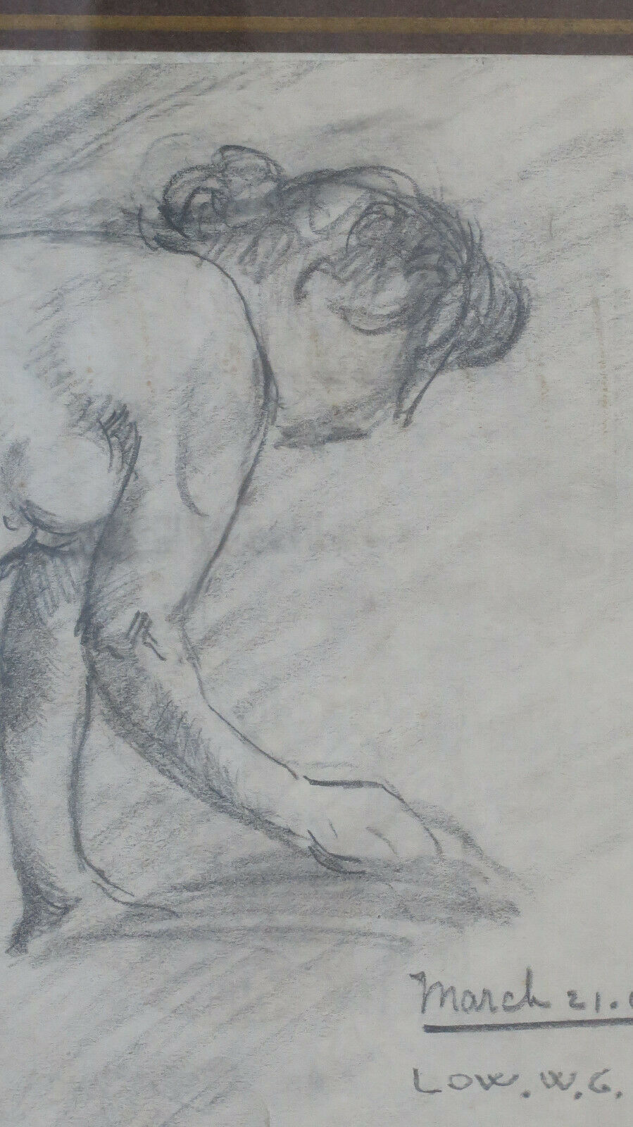 OLD PAINTING SKETCH SIGNED FEMALE NUDE PENCIL ON PAPER PAPER BM38