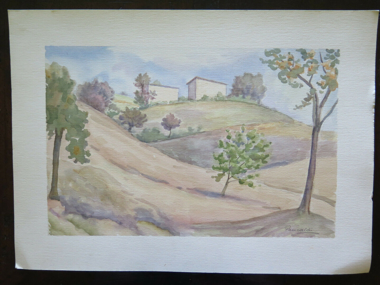 PAINTING LANDSCAPE OF THE EMILIAN HILLS SIGNED PANCALDI PAINTER OF MODENA P14