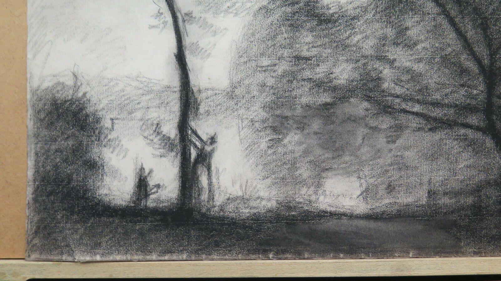 DISEGNO ANTICO SPETTRALE PAESAGGIO DI CAMPAGNA Pierre Duteurtre detto DUT BM53.1 - Belbello Antiques