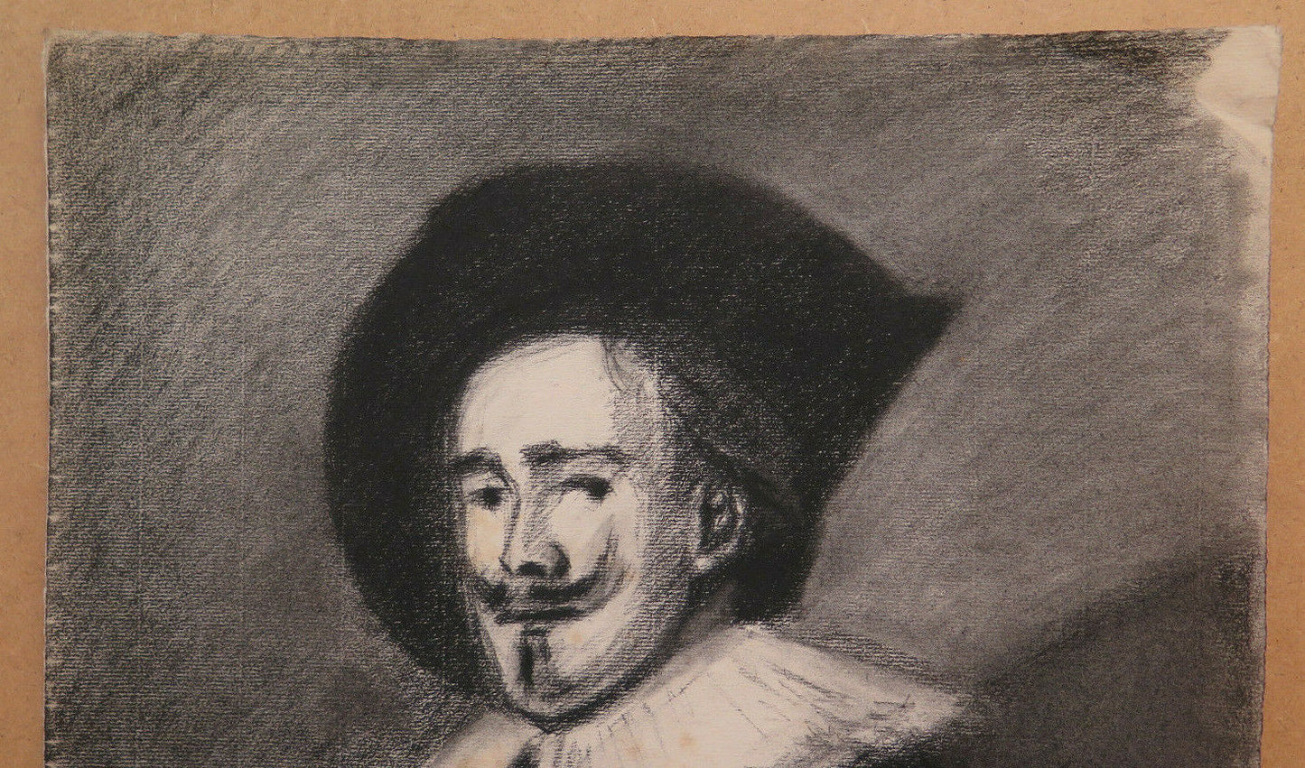 ANTIQUE DRAWING PORTRAIT MAN MUSTACHE FRENCH PAINTER Pierre Duteurtre DUT BM53.1 