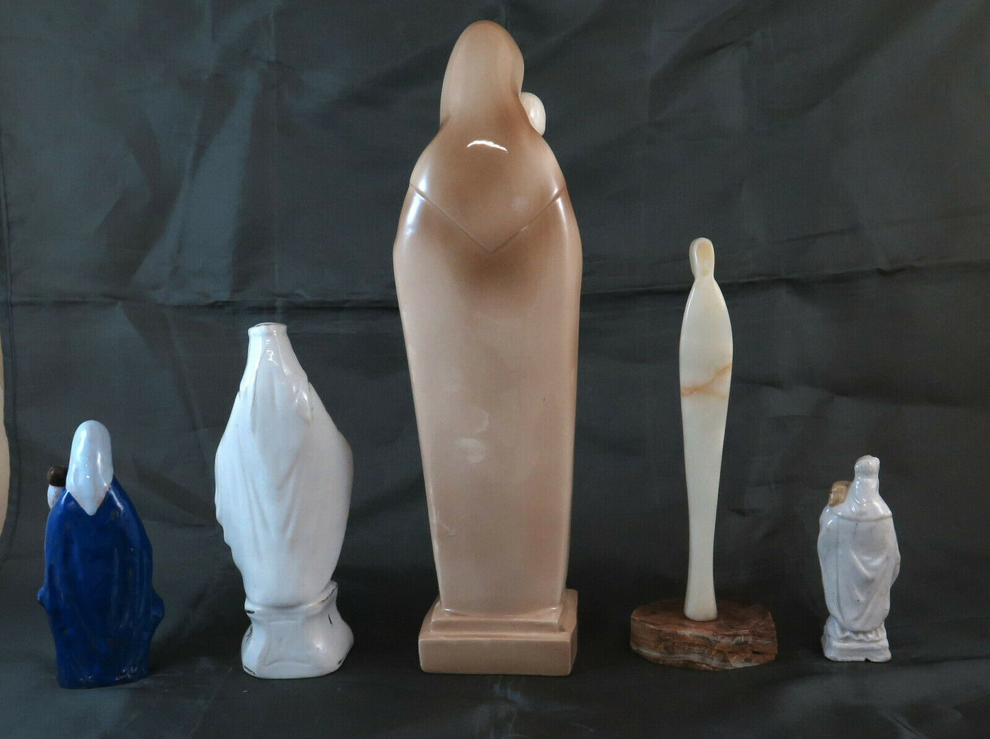 COLLEZIONE DI 5 STATUINE MADONNA MADONNINE IN PORCELLANA ALABASTRO VINTAGE BM21