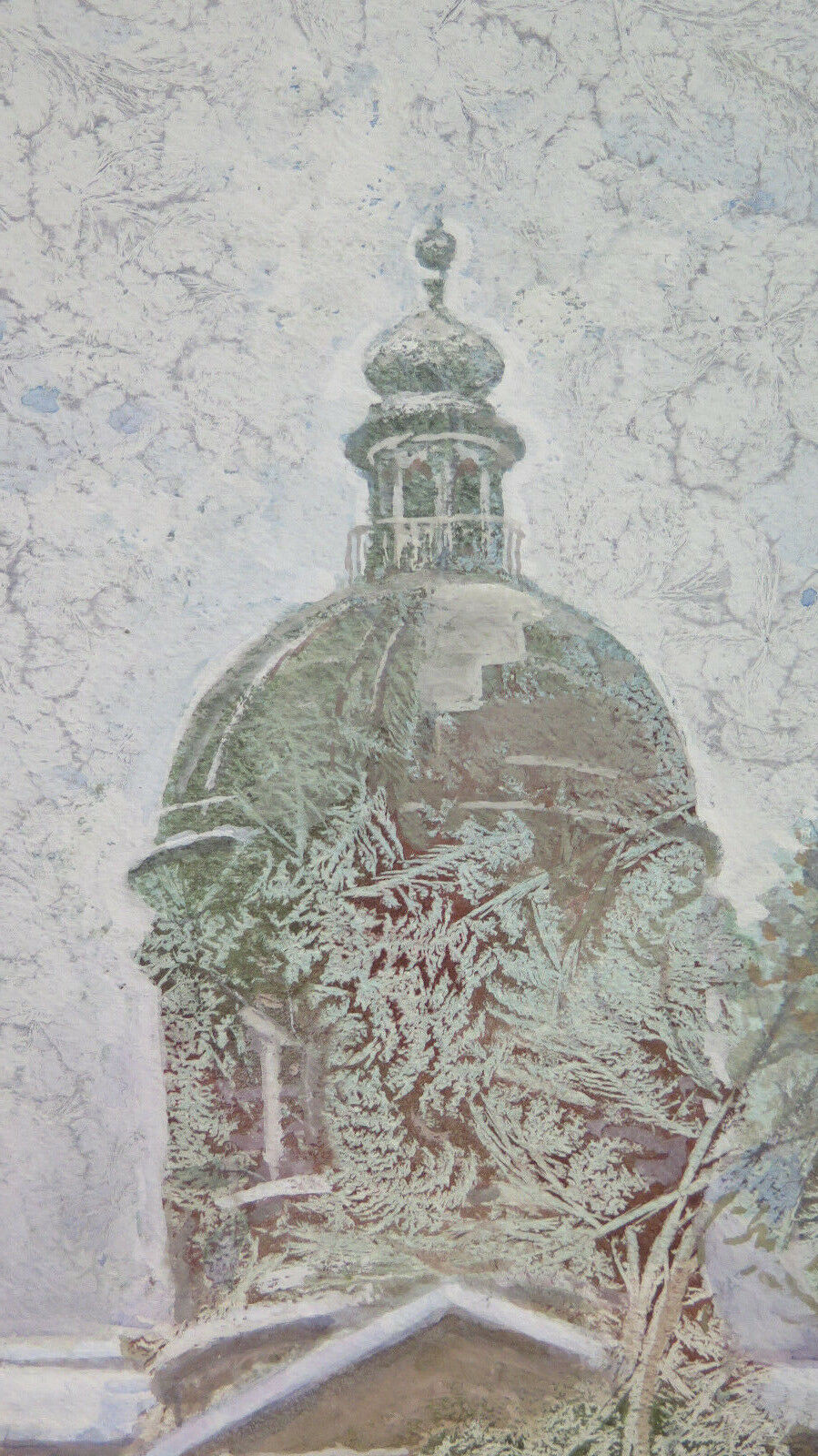 PAINTING FROM THE 20TH CENTURY ON A TABLE WITH A VIEW OF THE TOWN OF MODENA PAINTED WITH THE FROST TECHNIQUE P30